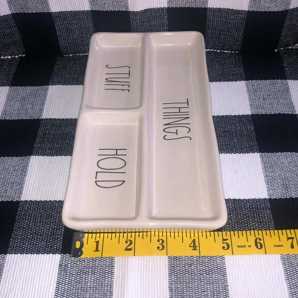 Rae Dunn Organizing Tray “THINGS” “STUFF” “HOLD” Large Letter - Picture 4 of 5